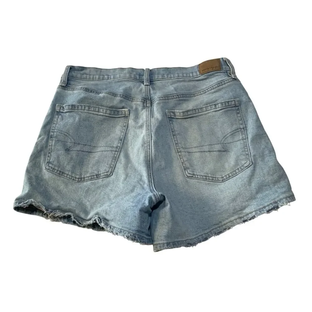 American Eagle Outfitters women's size 12 L Light Blue Distressed Jean Shorts